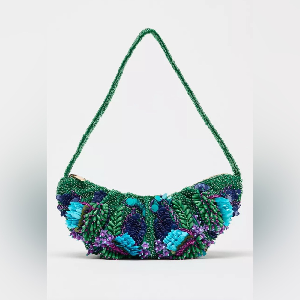 Zara Viral Beaded Green and Blue Mini Bag